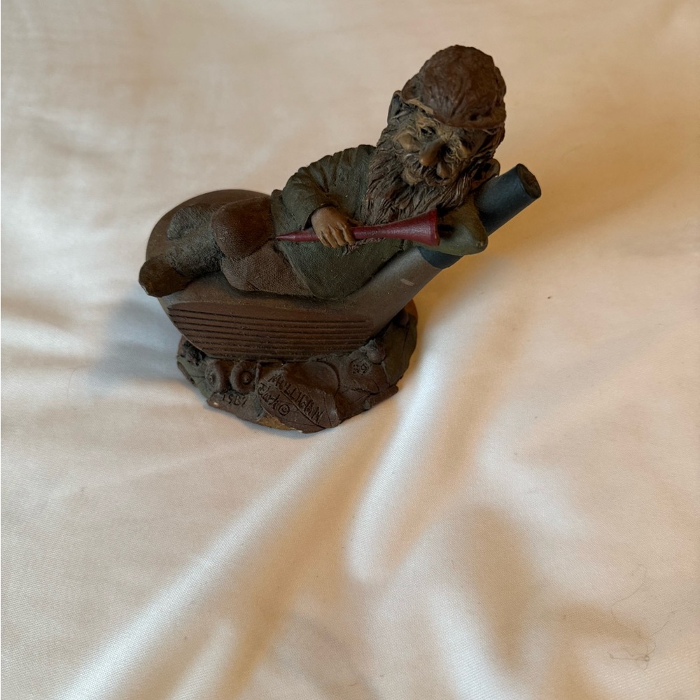 Whimsical Brown and Red Gnome Sculpture